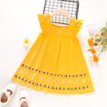 Ray Of Sunshine Toddler Girl 100% Cotton Floral Embroidered Flutter-sleeve Yellow Dress Yellow