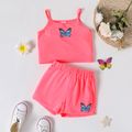 2pcs Toddler Girl Butterfly Print Camisole and Elasticized Shorts Set LF