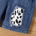 Baby Boy/Girl Cow Print Patch Ripped Denim Overalls Shorts Deep Blue image 5