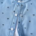2pcs Kid Boy Tree Print Button Design Short-sleeve Shirt and Khaki Shorts Set DENIMBLUE