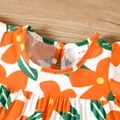 100% Cotton Baby Girl All Over Floral Print Flutter-sleeve Dress Orange image 4