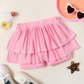 Kid Girl Solid Color Layered Elasticized Skirt Leggings Shorts Pink image 1