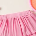 Kid Girl Solid Color Layered Elasticized Skirt Leggings Shorts Pink image 3