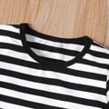 Toddler Girl Stripe Wasit Cut Out Short-sleeve Dress Black/White
