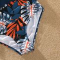 Family Matching Solid Splicing Palm Leaf Print Spaghetti Strap One-Piece Swimsuit and Swim Trunks Shorts Blue image 5