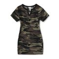 Family Matching Camouflage Short-sleeve V Neck Bodycon Dresses and Splicing T-shirts Sets CAMOUFLAGE image 3