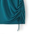 Solid Spaghetti Strap Drawstring Ruched Dress for Mom and Me blackishgreen