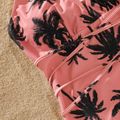 Family Matching All Over Coconut Tree Print Pink Swim Trunks Shorts and Spaghetti Strap One-Piece Swimsuit Mauve Pink image 5