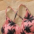 Family Matching All Over Coconut Tree Print Pink Swim Trunks Shorts and Spaghetti Strap One-Piece Swimsuit Mauve Pink image 4