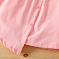 2-piece Kid Girl Heart Embroidered Short-sleeve Tee and Button Design Irregular Skirt Set Pink image 3