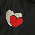 2-قطعة طفل فتاة القلب مطرزة قصيرة الأكمام المحملة وتصميم زر مجموعة تنورة غير النظامية متعدد الألوان