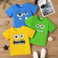 Kid Boy Funny Face Graphic Print Short-sleeve Tee Yellow