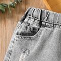 Kid Boy Letter Print Ripped Denim Jeans Shorts Black