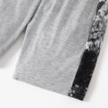 2pcs Kid Boy Colorblock Tie Dyed Pocket Design Short-sleeve Tee and Shorts Set Grey