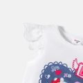 Peppa Pig Toddler Girl Letter Heart Print Flutter-sleeve White Tee/Sleeveless 100% Cotton Denim Dress White