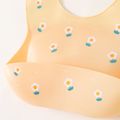 Floral Pattern Silicone Baby Bibs Soft Adjustable Waterproof Silicone Bibs with Food Catcher Pocket Yellow