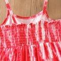 Kid Girl Tie Dyed Bowknot Design Smocked Cami Dress Pink