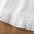 Toddler Girl Button Design V Neck Plaid Flutter-sleeve Dress White