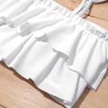 2pcs Kid Girl Layered White Tee and Floral Print Briefs Bikini Swimsuit Set White