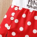 Baby Girl Letter Print White and Polka Dots Splicing Spaghetti Strap Dress REDWHITE