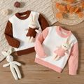 Baby Boy/Girl 3D Teddy Bear Design Cable Knit Long-sleeve Pullover Sweater Pink