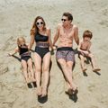 Family Matching Leopard Splice Black Swim Trunks Shorts and One Shoulder Self Tie One-Piece Swimsuit Black image 3