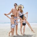 Family Matching All Over Coconut Tree Print One-piece Swimsuit BlackandWhite