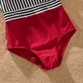 Family Matching Striped Swim Trunks Shorts and Ruffle Splicing One-Piece Swimsuit REDWHITE image 5