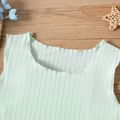 Kid Girl Solid Color Ribbed Lettuce Trim Tank Top Mint Green image 3
