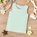Kid Girl Solid Color Ribbed Lettuce Trim Tank Top Mint Green image 1