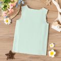 Kid Girl Solid Color Ribbed Lettuce Trim Tank Top Mint Green image 2