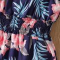 Kid Girl Floral Print Smocked Waist Leg Cami Ankle Length Jumpsuits Deep Blue image 4