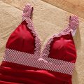 Family Matching Red Striped Splicing Ruffle One-Piece Swimsuit and Letter Print Swim Trunks Shorts Sets Red image 4