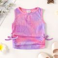Baby Girl Tie Dye Ribbed Ruched Tank Top Purple