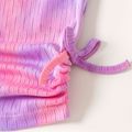 Baby Girl Tie Dye Ribbed Ruched Tank Top Purple