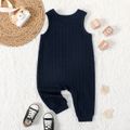 Baby Boy/Girl Solid Textured Sleeveless Tank Jumpsuit with Pockets blueblack image 2