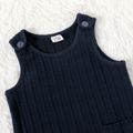 Baby Boy/Girl Solid Textured Sleeveless Tank Jumpsuit with Pockets blueblack image 3