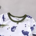 2pcs Baby Boy All Over Dinosaur Print Short-sleeve Tee and Solid Shorts Set Army green image 3