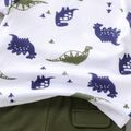 2pcs Baby Boy All Over Dinosaur Print Short-sleeve Tee and Solid Shorts Set Army green image 4