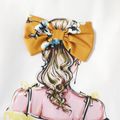 2pcs Kid Girl Cartoon Figure Print Bowknot Design and Floral Print Shorts Set yellowwhite