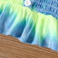 Baby Girl Button Front Tie Dye Smocked Ruffle Spaghetti Strap Top Colorful