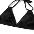 Maternity Black Halter Triangle Thong Bikini Swimsuit / Maternity White Schiffy Wrap Knot Cover-Up Skirt Black