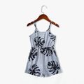 All Over Palm Leaf Print Spaghetti Strap Romper for Mom and Me Grey image 4