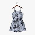 All Over Palm Leaf Print Spaghetti Strap Romper for Mom and Me Grey image 2