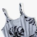 All Over Palm Leaf Print Spaghetti Strap Romper for Mom and Me Grey image 5