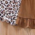 2pcs Toddler Girl Letter Print Flutter-sleeve Tee and Leopard Print Splice Belted Skirt Set White image 5