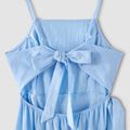 100% Cotton Light Blue Sleeveless Spaghetti Strap Ruffle Tulip Hem Self-tie Dress for Mom and Me Light Blue