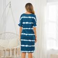 Maternity Tie Dye Short-sleeve Dress Blue