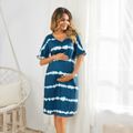 Maternity Tie Dye Short-sleeve Dress Blue