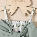 Baby Girl 100% Cotton Bowknot Design Floral Print Spaghetti Strap Romper Color block